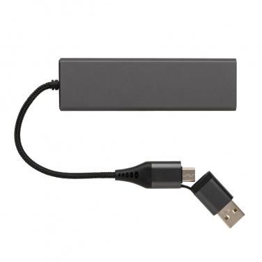 Logotrade reklamprodukter bild: Terra hub med 3 USB portar i RCS återvunnen aluminium