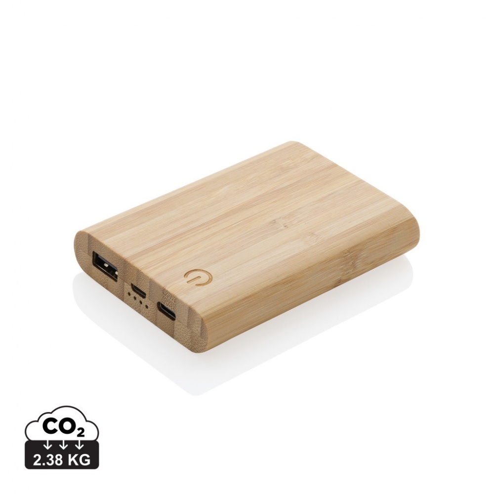 Logotrade reklamprodukter bild: 5.000 mAh powerbank i bambu