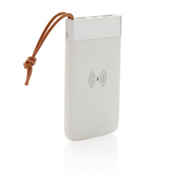 Logotrade profilprodukter bild: Aria 8.000 mAh 5W powerbank med trådlös laddning