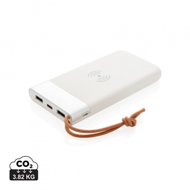 Logotrade reklamprodukter bild: Aria 8.000 mAh 5W powerbank med trådlös laddning