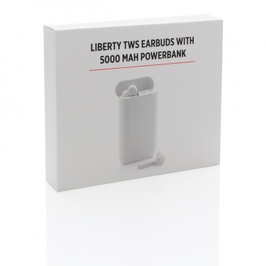 Logotrade profilreklam bild: Liberty TWS öronsnäckor med 5.000 mAh powerbank