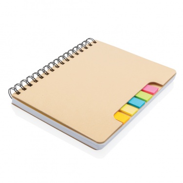 Logotrade presentreklam bild: A5 Kraft spiralbunden anteckningsbok med sticky notes