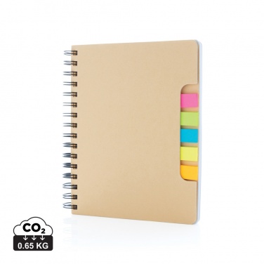 Logotrade reklamprodukter bild: A5 Kraft spiralbunden anteckningsbok med sticky notes