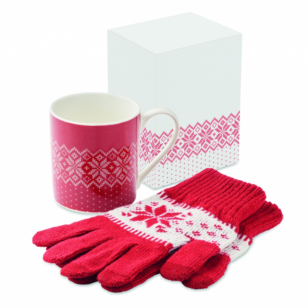 Logotrade reklamprodukter bild: Julpresentset mugg/vante