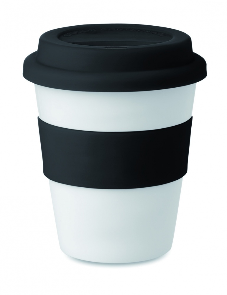 Logotrade kampanjprodukter bild: Take away mugg PP silikon lock