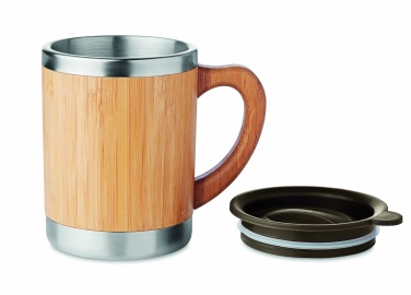 Logotrade profilreklam bild: Mugg rostfritt och Bambu 300ml