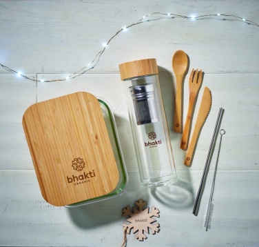 Logotrade profilreklam bild: Lunchbox i glas/bambu