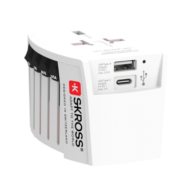 Logotrade presentreklam bild: SKROSS World Travel Adapter MUV 2-polig med USB A och C