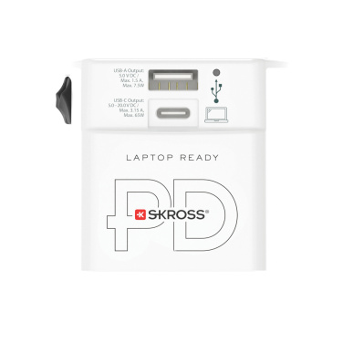 Logotrade profilprodukter bild: SKROSS World Travel Adapter MUV 65W PD med USB C-kabel