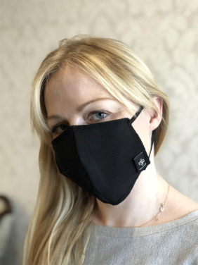 Logotrade profilprodukter bild: SVART-SVART ansiktsmask i bomull 140116500