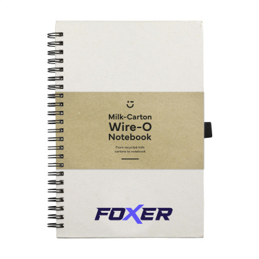 Logotrade profilprodukter bild: Mjölkkartong Wire-O-papper Notebook A5