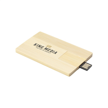 Logotrade profilreklam bild: Kreditkort USB Bamboo 64 GB