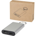 Arcturus 2 000 mAh powerbank i återvunnet aluminium med nyckelring, Silver